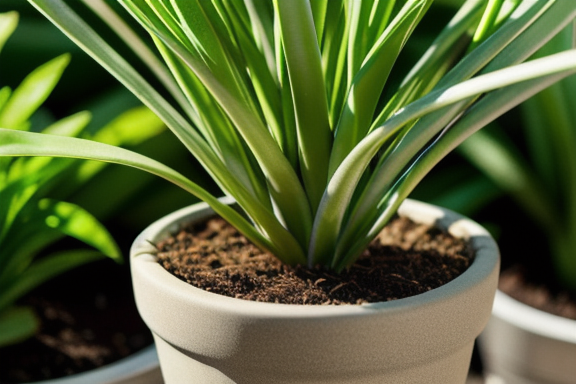 Leek plant growing in a pot